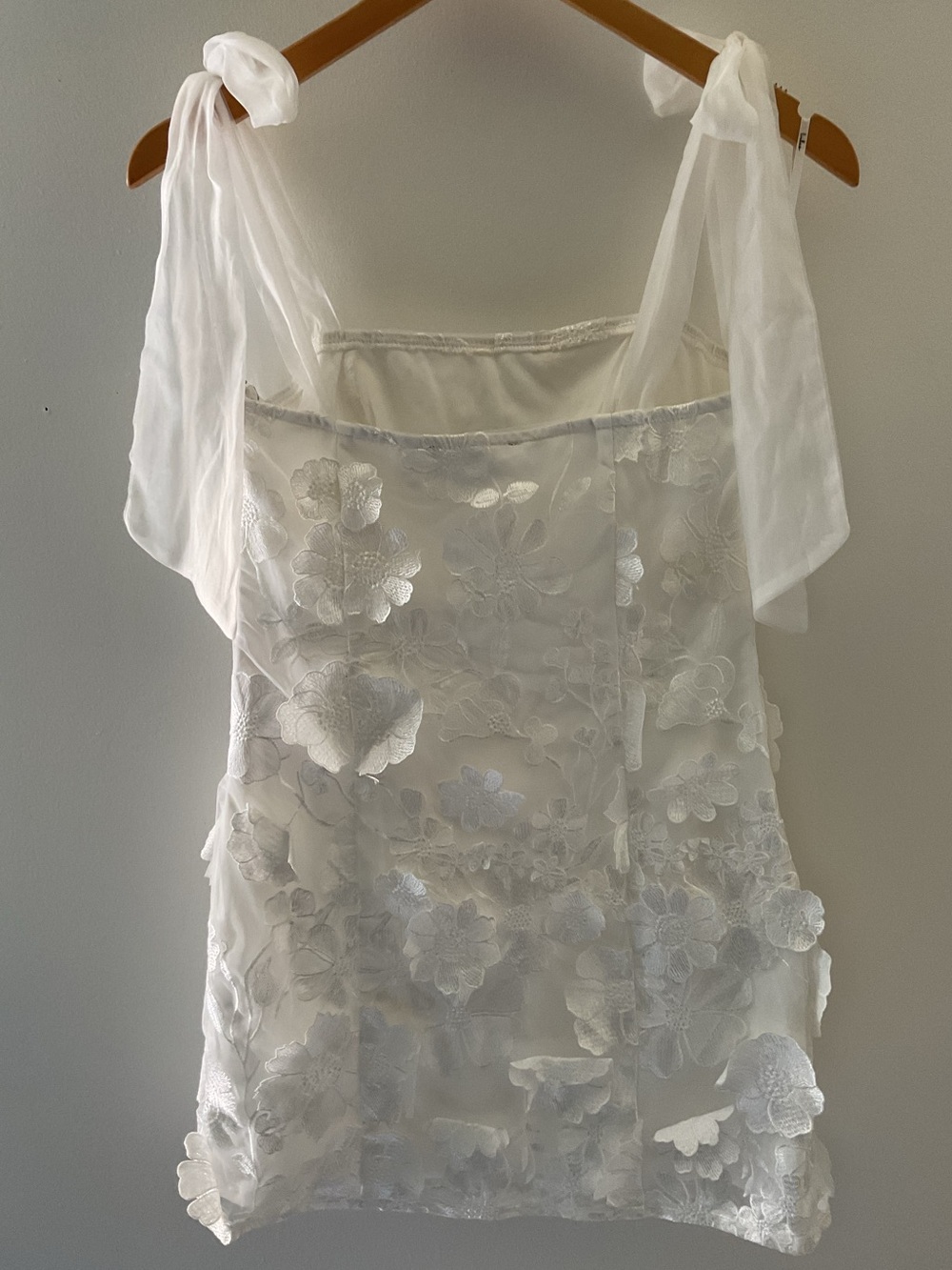 Lulus Emphatically Adorable White 3D-Floral Tie-Strap Mini Dress Medium - Picture 7 of 15